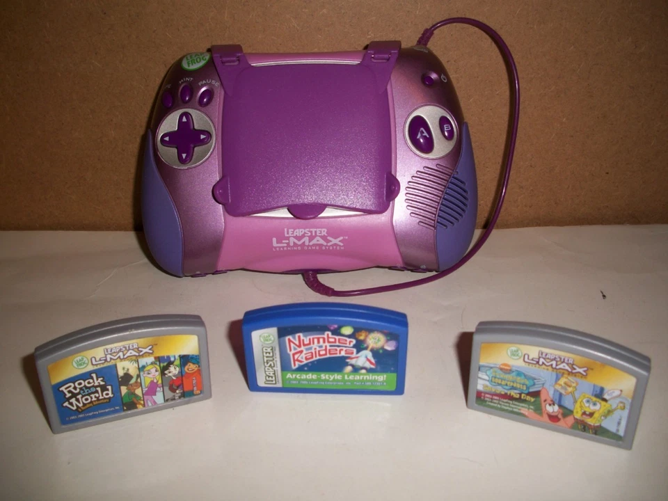 LEAP FROG LEAPSTER HANDHELD L-MAX LEARNING GAME SYSTEM 3 FREE GAMES EDUCATIONAL - Image 1 of 3