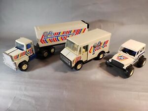 Vintage Nylint Global Overnight Express Services Set Semi Delivery Jeep