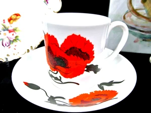 WEDGWOOD tea cup and saucer Susie Cooper Corn poppy floral teacup coffee cup - Picture 1 of 7