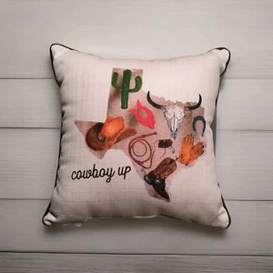 Texas Cowboy Up Rodeo Throw Pillow 16x16 🇺🇸🤠 American Made  - Picture 1 of 6