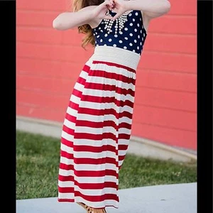 NEW Girls Independence Day Dress American Flag Size Large - Picture 1 of 5