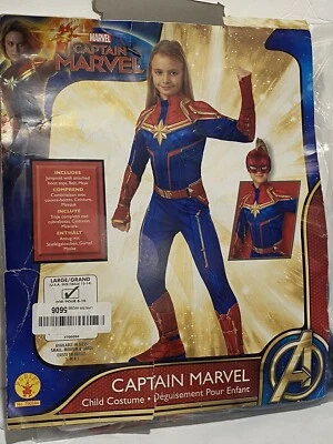 Capitana Marvel Héroe Traje Azul Superhéroe Disfraz Elegante Halloween Niño Foto 1 de 3