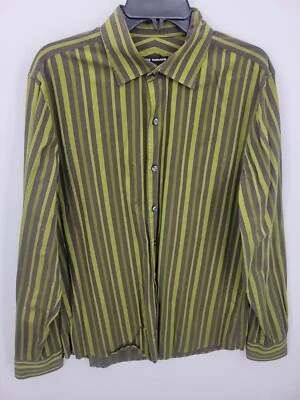 Camisa Club Monaco Para Hombre Grande Verde Rayas Manga Larga Abotonada Preppy Oficina Foto 1 de 4