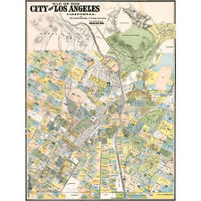 Map City Of Los Angeles California 1884 Large Wall Art Print 18X24 In