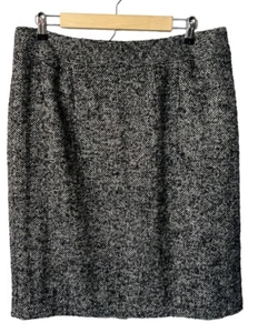 Coldwater Creek Black White Tweed Wool Pencil Skirt Size 14 - Picture 1 of 4