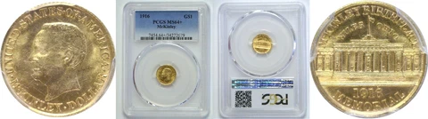1916 McKinley $1 Gold Commemorative PCGS MS-64+ Cover