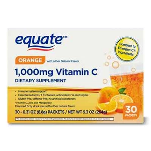 Equate 1000mg Vitamin C Powder Supplement for Immune Support Drink Mix,Orange-30 - Picture 1 of 6