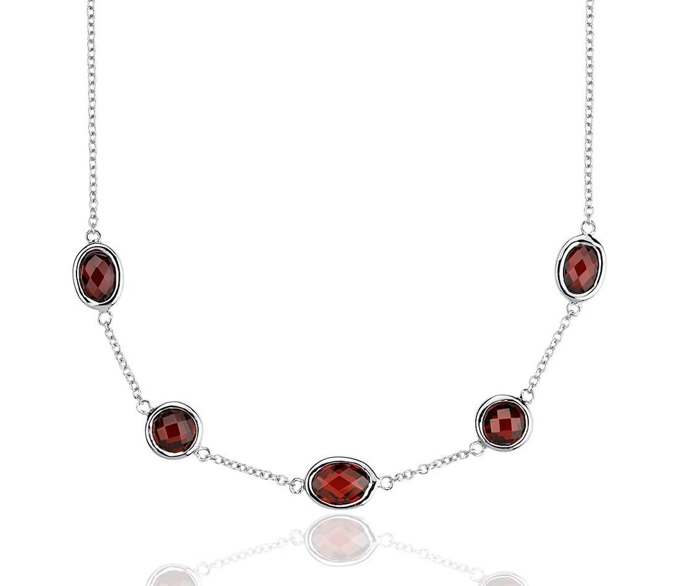 New Garnet Stationed Necklace in Sterling Silver - Image 1 of 2