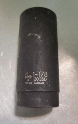 Grey Pneumatic *2036D 1/2" Drive x 1-1/8" Deep Well Impact Socket, 6 Point