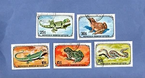 SELLOS POSTALES REPTILES USADOS MONGOLIA 5 VALORES - Imagen 1 de 1