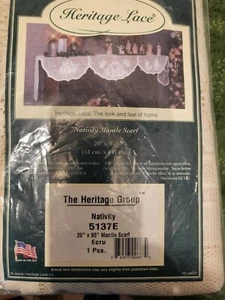 NIP Nativity Mantle Scarf for Christmas by Heritage Lace 20X95" ECRU - Picture 1 of 2