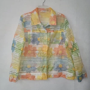 Erin London Jacke Damen 1X transparent pastell Gänseblümchen Blumenmuster Langarm Taschen - Bild 1 von 13