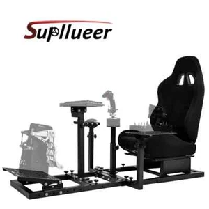 Supllueer Flight Racing Simulation Cockpit con asiento negro fit Logitech G29 - Foto 1 di 9
