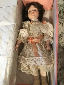 Marian Yu Designs MYD Porcelain Doll 17 Inches Blue Eyes Brown Hair - Picture 1 of 9