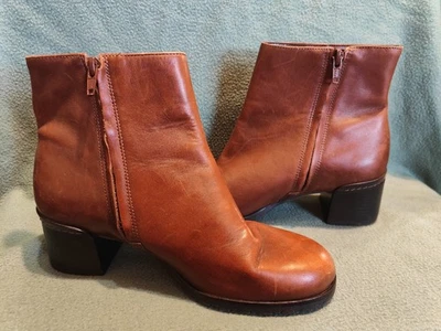 Gianni Bini GB Botines Talla 6.5 Marrón Cuero Tacón Otoño Invierno Cremallera Foto 1 de 4