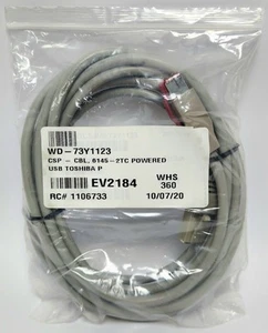 IBM Toshiba Printer Cable 6145 USB PWR 24V Powered Signal 4M FRU 73Y1123 Gray - Afbeelding 1 van 11