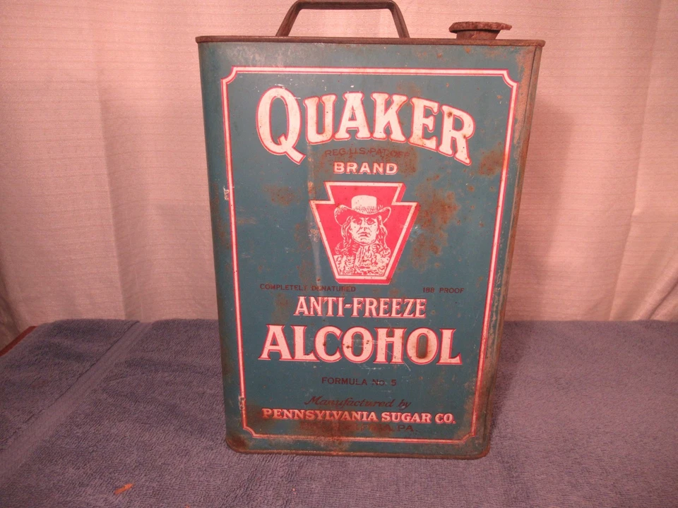 Quaker Pennsylvania Vintage Lata 1 Galón Anticongelante Alcohol ¡Prueba 188! Gasóleo RARO Foto 1 de 4
