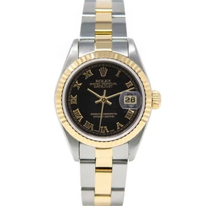 Rolex Lady-Datejust Steel & Gold 79173 Black Pyramid Roman, Oyster - Pre-owned - Picture 1 of 8