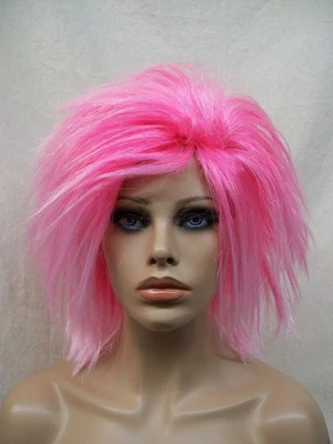 Peluca Punk Funky Rosa Desordenada Peluda Rave Algodón Caramelo Unisex Rocker Rockstar Anime Foto 1 de 4