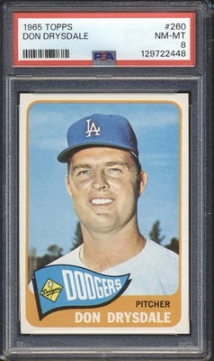 1965 Topps Baseball Don Drysdale #260 PSA 8 Los Angeles Dodgers casi nuevo-como nuevo corte Foto 1 de 2