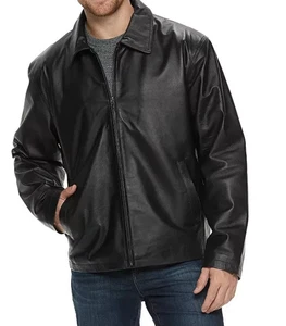 Chaqueta de cuero Napa dividida negra vintage para hombre (104792) talla M - nueva con etiquetas - Imagen 1 de 9