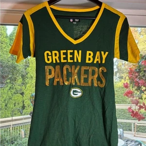 Camiseta pequeña Green Bay Packers para mujer con cuello en V del equipo de la NFL - Imagen 1 de 8