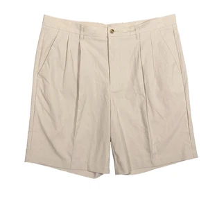 Ashworth Pleated 100% Cotton Chino Golf Shorts Beige Men's Size 38 - Picture 1 of 11