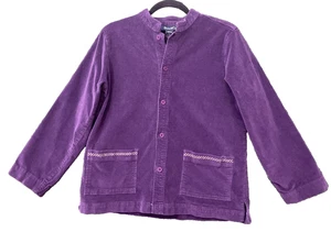 Denim & Co. Corduroy Jacket Women Purple Pockets Button Size Medium vintage 80s - Picture 1 of 9