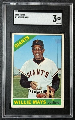 Willie Mays SGC 3 1966 TOPPS BÉISBOL #1 CORTE DE GIGANTES 5537 Foto 1 de 2