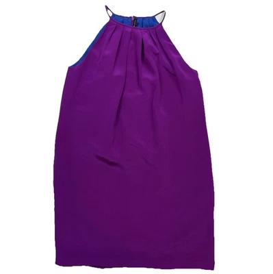 Vestido Jay Godfrey Púrpura Línea Azul 100% Seda Halter Talla 2 Plisado Cóctel Mini Foto 1 de 4