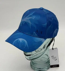 NUEVO A/X Armani Exchange Para hombres Azul Floral Logo Béisbol SnapBack Gorra Sombrero  - Imagen 1 de 7