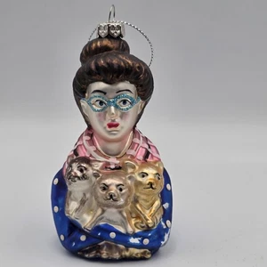 Cody Foster Gato Loco Dama Extravagante 4.5" Vidrio Soplado Adorno de Navidad - Imagen 1 de 7