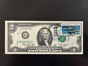 1976 Wisconsin two dollar bill, first day of issue. Uncirculated with stamp. - Picture 1 of 2