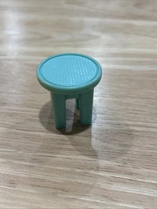 Fisher Price Loving Family Dream Dollhouse Aqua Blue Desk Camping Stool Chair - Picture 1 of 1