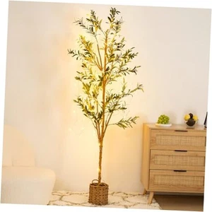6ft Artificial Olive Tree with LED Fairy Lights, Tall Faux Potted Plant with - Picture 1 of 7