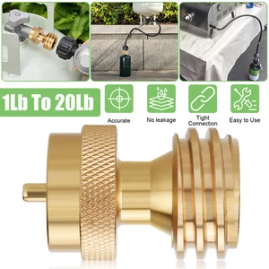 Universal Solid Brass Propane Tank Adapter 20LB to 1LB Converter QCC1 Regulator - Picture 1 of 6