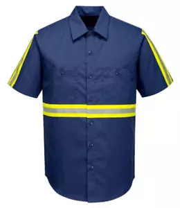 KINGSMILL IONA XTRA WORK SHIRT SIZES M-5X F124 YELLOW/SILVER REFLECTIVE TAPE - Picture 1 of 2