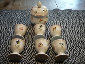 VILLEROY & BOCH Petit Fleur 6x Eierbecher und Zuckertopf - Bild 1 von 2
