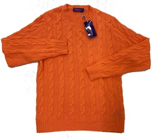 Ralph Lauren Purple Label Orange Cashmere Sweater Medium Made In Italy - Picture 1 of 3