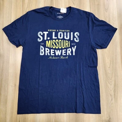 St. Louis Missouri Brewery NWT T-Shirt Mens Sz Large, Anheuser-Busch, Blue - Image 1 of 4