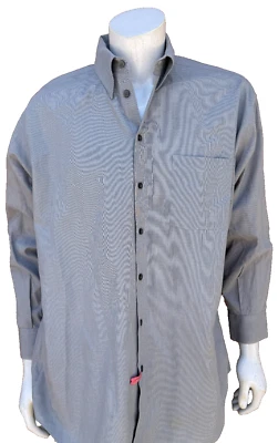 Camisa de vestir Claiborne tejido en T para hombre talla XL gris con botones manga larga de algodón Foto 1 de 4