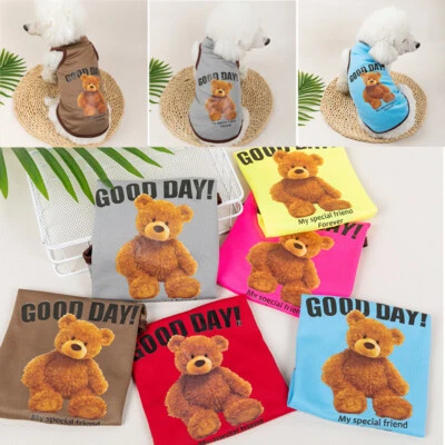 Small Floral Dog Clothes Puppy Pet Cat Shirt T-Shirt Small Clothing Vest Printe↔ - Image 1 of 4