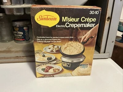 Vintage 1976 Sunbeam Model 30-10 M'Sieur Electric Crepe Maker New in Opened Box - Image 1 of 4