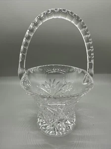 "Florero vintage de decoración de tocador de 7,5"" con cesta de vidrio de corte transparente para boda nupcial niña con flores" - Imagen 1 de 12