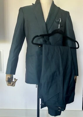 复古 60 年代 Sharkskin 36 38 夹克 30 32 裤子双排扣套装好莱坞摇滚 — 第 1/4 张图片