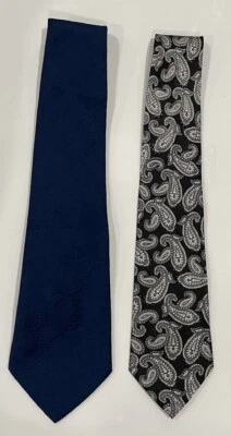 Corbata Hombre - Corbata Texturizada Azul Oscuro y Corbata Paisley - (Lote de 2) Foto 1 de 4