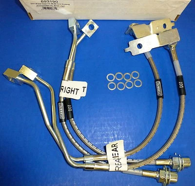 Russell 693190 Stainless Steel Braided Brake Line Hose Kit Mustang GT 1996-1998 - Image 1 of 2