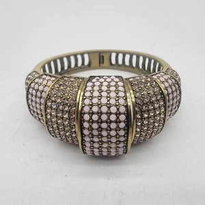 HEIDI DAUS "Tastefully Tiered" Pink Pavé Crystal Hinged Cuff Bracelet  - Picture 1 of 6