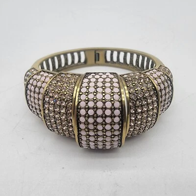 HEIDI DAUS "Tastefully Tiered" Pink Pavé Crystal Hinged Cuff Bracelet  - Image 1 of 4