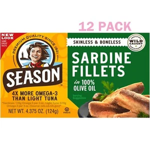 Season 1 Sardines, Sknls/Bnls, Club, Pack Of 12, Size 4.375 Oz - No Artificial - Afbeelding 1 van 5